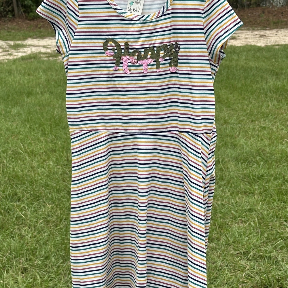 Lily Bleu Striped Dress with Sequin Detail